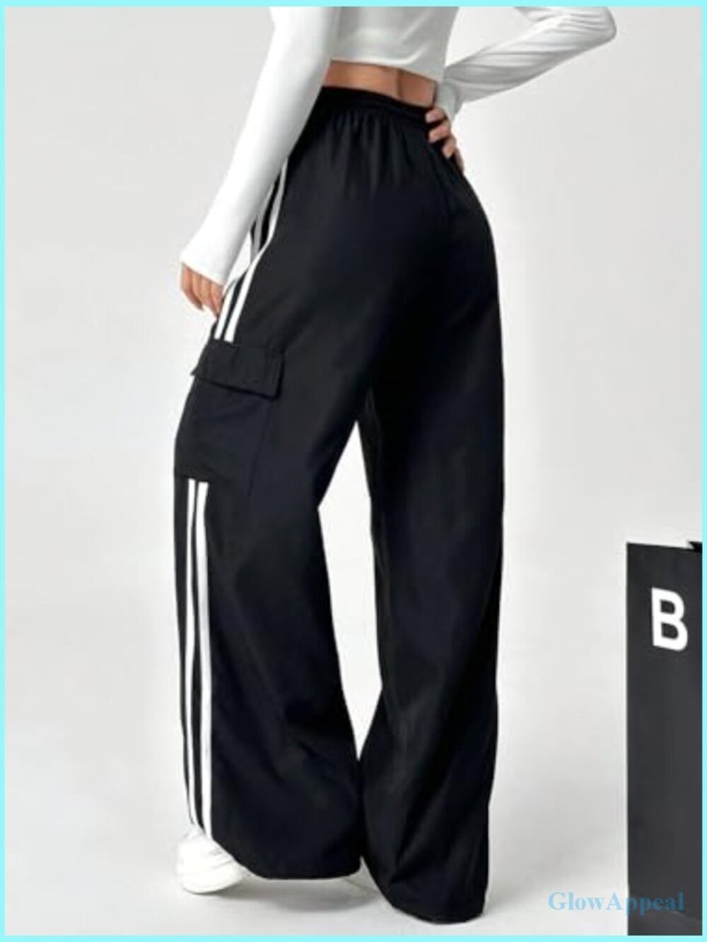 Wide Leg Cargo Sweatpants Drawstring Waist Jogger Pants with Pockets - Picture 2 of 5